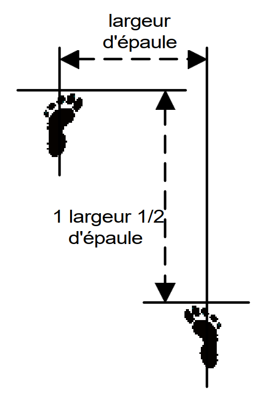 Sch&eacute;ma de la position de marche (Gunnun Sogi)